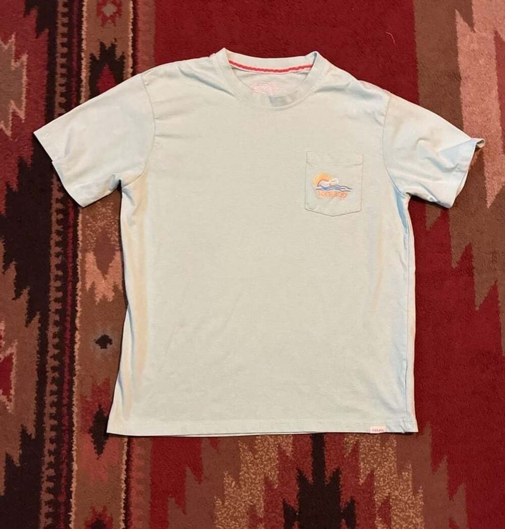 Laguna Pocket T-Shirt Size L Light Blue Embroidered Surf Tee